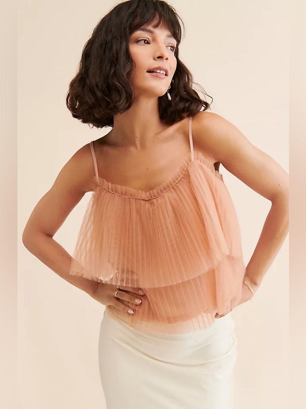 Anthropologie Pleated Tulle Tank size M